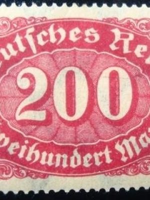 Selos postal da Alemanha Reich de 1923 Mark Numeral 200 N