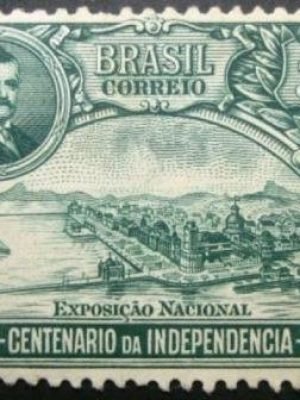 Selo postal do Brasil de 1922 Exposição Nacional e Epitácio Pessoa