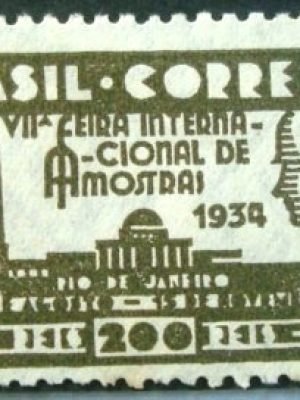 Selo postal do Brasil de 1934 Feira Amostras 200rs C 66