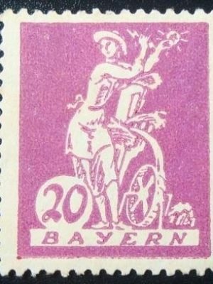 Selo postal da Alemanha Bavária 1920 Waterwheel 20