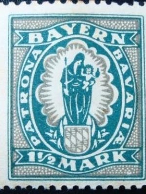 Selo postal da Alemanha Bavária 1920 Madonna with child 1½