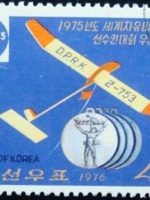 Selo postal da Coréia do Norte de 1976 Glider Medals
