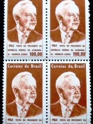 Quadra de selos postais do Brasil de 1964 Heinrich Lübke