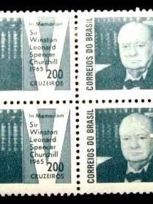 Quadra de selos postais do Brasil de 1965 Sir Winston Churchill