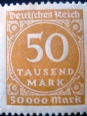 Selo postal da Alemanha Reich de 1923 Value in Circle 50 N