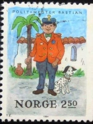 Selo postal da Noruega de 1984 Politimester Bastian