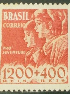 Selo postal do Brasil de 1939 Pró-juventude 1200+400