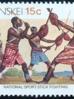 Selo postal do Transkei de 1984 Stick Fighting