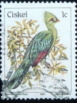 Selo postal do Ciskei de 1987 Knysna Turaco