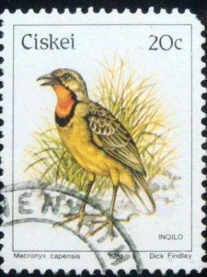 Selo postal do Ciskei de 1981 Cape Longclaw