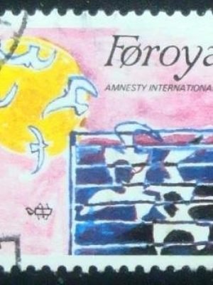 Selo postal das Ilhas Faroe de 1986 Olivur vid Neyst