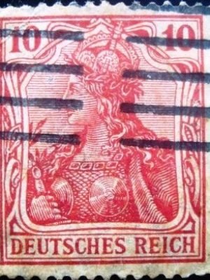 Selo postal da Alemanha Reich de 1905 Germania 10 Ia