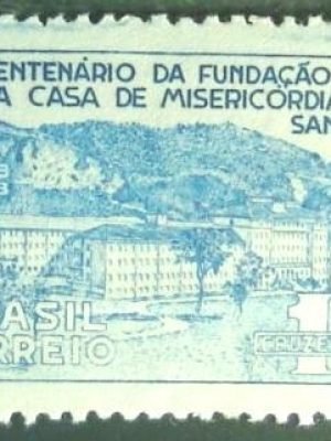 Selo postal de 1943 Santa Casa de Santos
