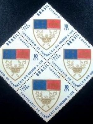 Quadra de selos postais do Brasil de 1968 Colégio São Luiz
