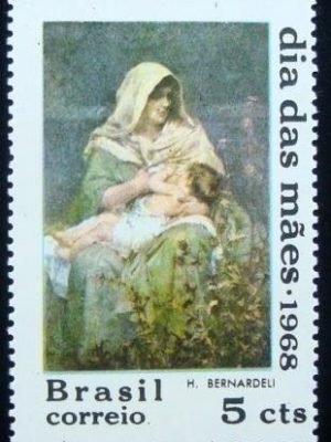 Selo postal do Brasil de 1968 Dia das Mães M