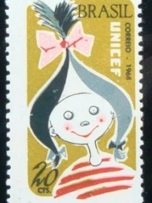 Selo postal do Brasil de 1968 UNICEF 20 M