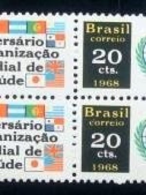 Quadra de selos postais doi Brasil de 1968 Aniversário OMS