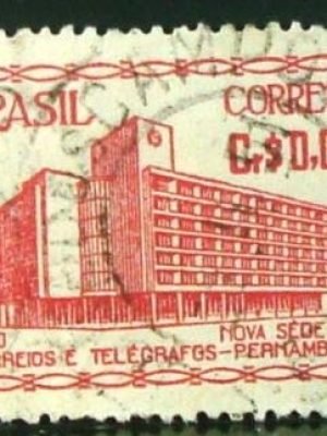 Selo postal do Brasil de 1951 Edifício Correios PE 60
