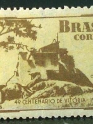 Selo postal do Brasil de 1951 4º Centenário de Vitória/ES
