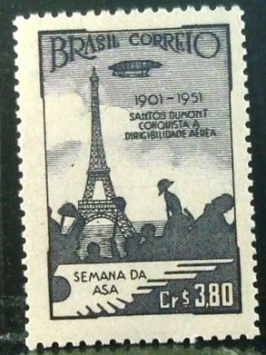Selo postal do Brasil de 1951 Santos Dumont 3