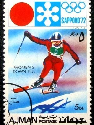 Selo postal do Ajman de 1971 Women's Down Hill