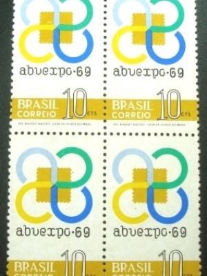 Quadra de selos postais do Brasil de 1969 ABUEXPO 59