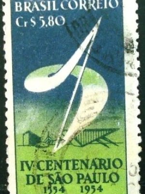 Selo postal de 1953 400 anos de São Paulo- C 295 U
