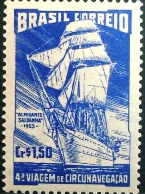 Selo postal d Brasil de 1953 Navio Escola N