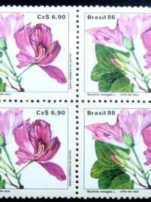 Quadra de selos postais do Brasil de 1986 Unha-de-vaca M