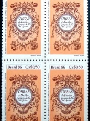 Quadra de selos postais do Brasil de 1986 Gregório de Mattos