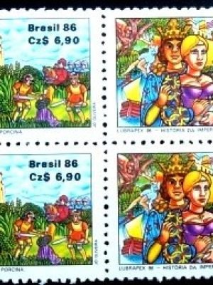Quadra de selos postais do Brasil de 1986 História da Viúva Porcina