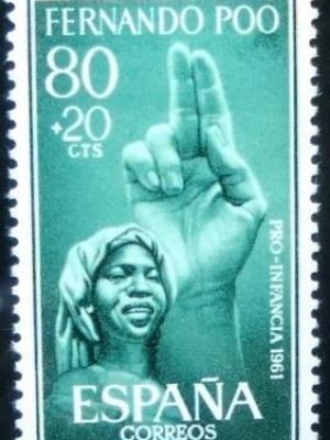 Selo postal de Fernando Poo de 1961 Pro children-evangelism 80+20