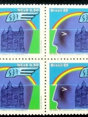 Quadra de selos postais do Brasil de 1989 Associação Comercial PE
