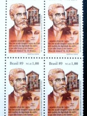 Quadra de selos postais do Brasil de 1989 Machado de Assis