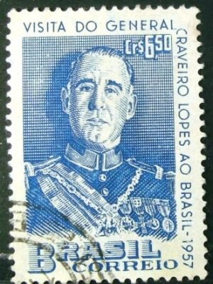 Selo postal de 1957 Gal. Craveiro Lopes - C 389 U