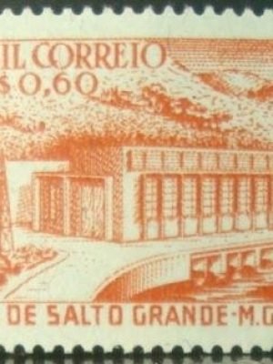 Selo postal do Brasil de 1956 Usina Salto Grande