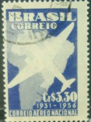 Selo postal de 1956 Correio Aéreo Nacional - C 377 U