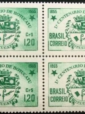 Quadra de selos postais do Brasil de 1955 Botucatu 1.20 M QD