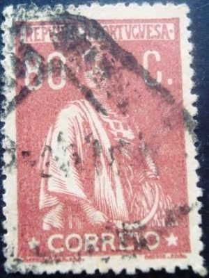 Selo postal de Portugal de 1921 Ceres 80c - 298 U