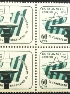 Quadra de selos postais do Brasil de 1955 Congresso Aeronáutica M QD