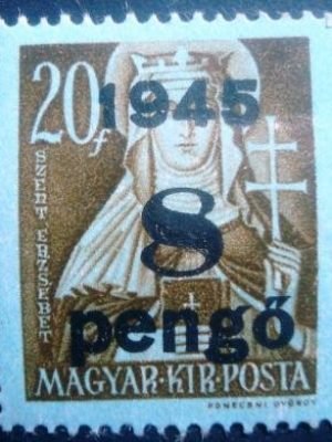 Selo postal da Hungria de 1945 St. Elizabeth 8