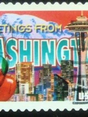 Selo postal dos Estados Unidos de 2002 Greetings from Washington