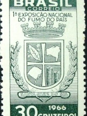 Selo postal do Brasil de 1966 Exposição Nacional Fumo