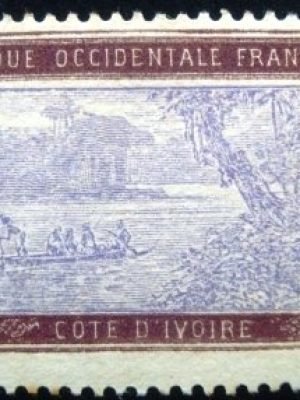 Selo postal da Costa do Marfim de 1913 Ebrié Lagoon