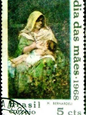 Selo postal do Brasil de 1968 Dia das Mães N1D