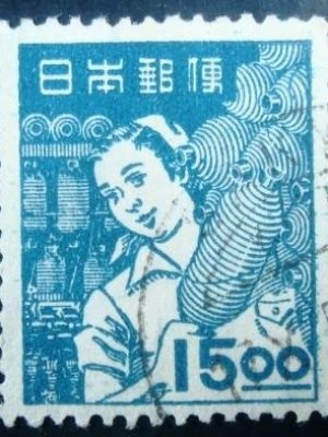 Selo postal Japão 1948 Spinning plant