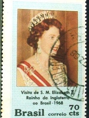 Selo postal do Brasil de 1968 Elizabeth II - C 617 U