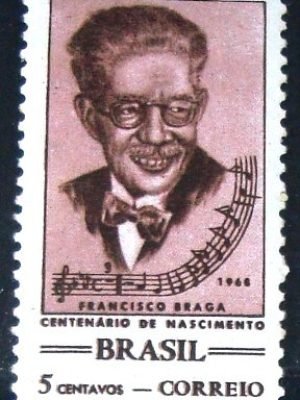 Selo postal do Brasil de 1968 Maestro Francisco Braga