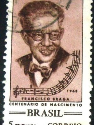 Selo postal do Brasil de 1968 Maestro Francisco Braga