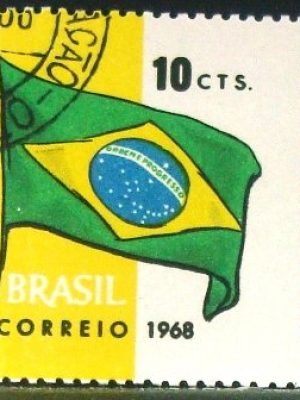Selo postal do Brasil de 1968 Bandeira Nacional - C 619 N1D